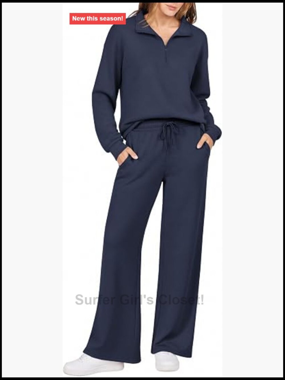 Women's 2 Piece Lounge Set Half Zip Sweatshirt Wide Leg Pants